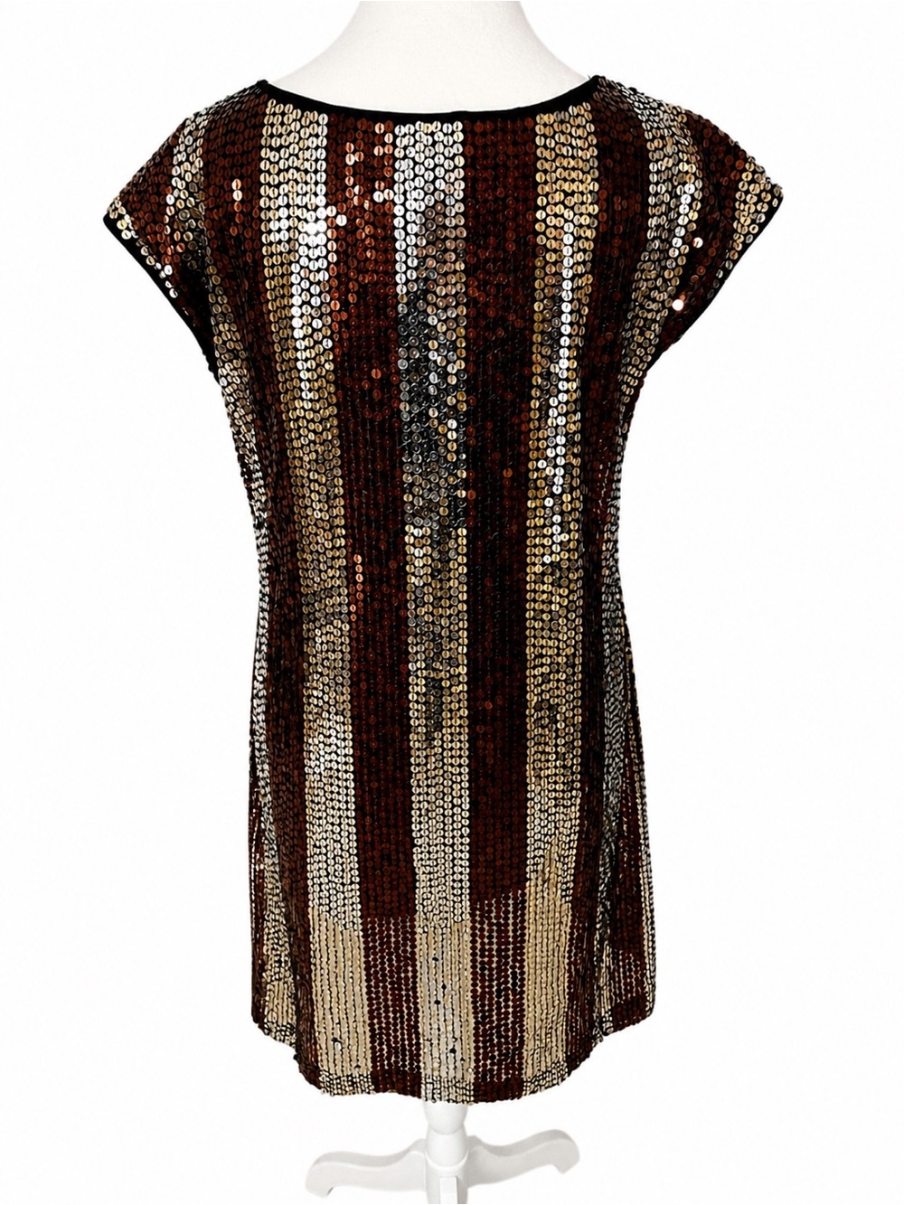 H&M Sequin Striped Scoop Neck Tunic - Metallic Brown & Gold - Picture 3 of 3